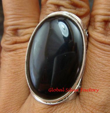 Chunky Sterling Silver & Black Onyx Unisex Ring RI-373-KT