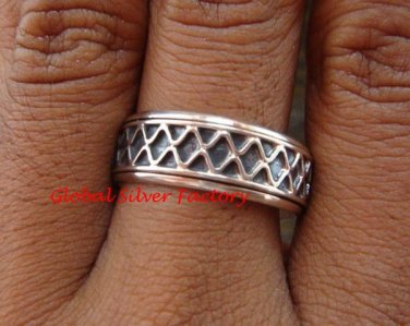 Sterling Silver Men, Women, Unisex Band Ring/ Spinner Ring SR-145-KA
