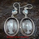 Sterling Silver Clear Quartz Crystal Earrings Blue Topaz ER-638-KT