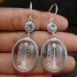 Sterling Silver Clear Quartz Crystal Earrings Blue Topaz ER-638-KT