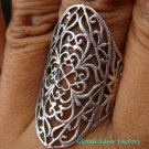Large 925 Silver Open Filigree  Design Ring SR-139-KA