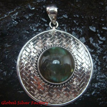 Large 925 Silver Bamboo/ Braided Design Pendant Labradorite SP-642-KT