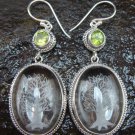 Sterling Silver Clear Quartz Crystal Earrings Peridot ER-639-KT
