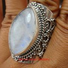 Chunky Sterling Silver Rainbow Moonstone Bali Designer Ring RI-376-KT