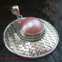Large 925 Silver Bamboo/ Braided Design Pendant Pink Pearl SP-641-KT
