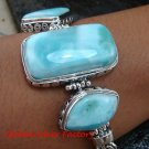 Sterling Silver & Three Larimar Bracelet - Assorted Stone Shapes SBB-387-KT