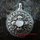 Sterling Silver Bali Round Keepsake Locket Pendant w/Rainbow Moonstone LP-198-IKP
