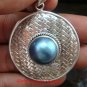 Large 925 Silver Bamboo/ Braided Design Pendant Blue Pearl SP-640-KT