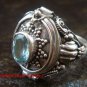 Sterling Silver Bali Poison Locket Ring w/Blue Topaz LR-630-KT