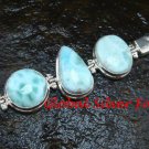 Chunky Sterling Silver Three Genuine Larimar Bracelet SBB-388-KT