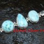 Chunky Sterling Silver Three Genuine Larimar Bracelet SBB-388-KT