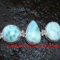 Chunky Sterling Silver Three Genuine Larimar Bracelet SBB-388-KT