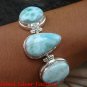 Chunky Sterling Silver Three Genuine Larimar Bracelet SBB-388-KT