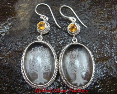 Sterling Silver Clear Quartz Crystal Earrings Citrine ER-641-KT