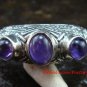 Sterling Silver Three Amethyst Cabochon Gemstone Ring RI-378-PS
