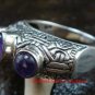 Sterling Silver Three Amethyst Cabochon Gemstone Ring RI-378-PS
