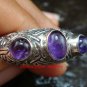 Sterling Silver Three Amethyst Cabochon Gemstone Ring RI-378-PS
