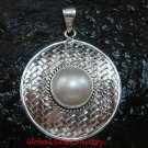 Large 925 Silver Bamboo/ Braided Design Pendant Pearl SP-639-KT