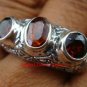 Sterling Silver Three Garnet Gemstone Ring RI-379-PS