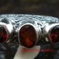 Sterling Silver Three Garnet Gemstone Ring RI-379-PS