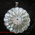 2 Inch Engraved Sea Shell Sunflower Pendant in 925 Sterling Silver SP-638-KT