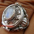 Sterling Silver Bali Poison Locket Ring w/Rainbow Moonstone LR-632-KT