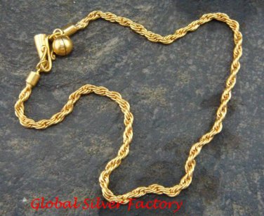 Sterling Silver & 22kt Gold Plated Women Anklet w Charms SBB-391-KT