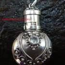 Sterling Silver  Ornate Cremation /Perfume Pendant Blue Topaz PP-390-KT