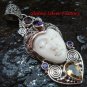 Unique Sterling Silver Bali Traditional Face Pendant w Mixed Gem GDP-1145-PS