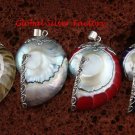 4x Wholesale 925 Silver Natural Nautilus Shell Pendants - Assorted Colour SSB-336-GSF