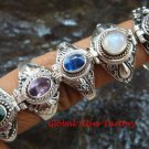 5x Mixed Design Wholesale Silver Style Bali Keepsake / Poison Rings - Various Stones  SSB-338-GSF