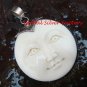 Hand Made Sterling Silver Moon Face Carved Bone Pendant GDP-1150-KA
