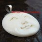 Hand Made Sterling Silver Moon Face Carved Bone Pendant GDP-1150-KA