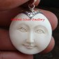 Hand Made Sterling Silver Moon Face Carved Bone Pendant GDP-1150-KA
