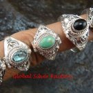5x Mixed Design Wholesale Silver Style Bali Keepsake / Poison Rings - Various Stones  SSB-339-GSF