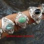 5x Mixed Design Wholesale Silver Style Bali Keepsake / Poison Rings - Various Stones  SSB-339-GSF