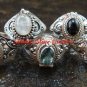 5x Mixed Design Wholesale Silver Style Bali Keepsake / Poison Rings - Various Stones  SSB-339-GSF