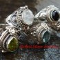 5x Mixed Design Wholesale Silver Style Bali Keepsake / Poison Rings - Various Stones  SSB-339-GSF