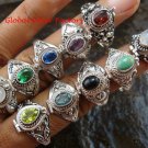 10x Wholesale Silver Style  Bali Keepsake / Poison Rings - Various Stones & Styles SSB-340-GSF