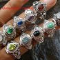 10x Wholesale Silver Style  Bali Keepsake / Poison Rings - Various Stones & Styles SSB-340-GSF