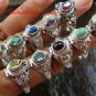 10x Wholesale Silver Style  Bali Keepsake / Poison Rings - Various Stones & Styles SSB-340-GSF