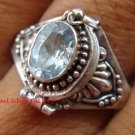 925 Silver Balinese Keepsake Poison Locket Ring Blue Topaz LR-638-KT
