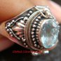 925 Silver Balinese Keepsake Poison Locket Ring Blue Topaz LR-638-KT