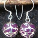 925 Silver Filigree Purple Chime Ball Earrings CBE-104a-KA
