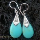 925 Silver Synthetic Turquoise Teardrop Earrings SJ-150-KT
