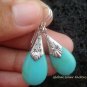 925 Silver Synthetic Turquoise Teardrop Earrings SJ-150-KT
