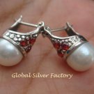 Silver Pearl and Garnet Earrings ER-719-KA