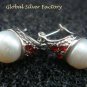 Silver Pearl and Garnet Earrings ER-719-KA