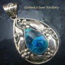 Silver Flower and Leaf Paua Shell Pendant SP-747-KT