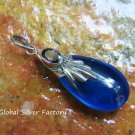 Silver and Synthetic Amethyst Teardrop Pendant SJ-227-KA
